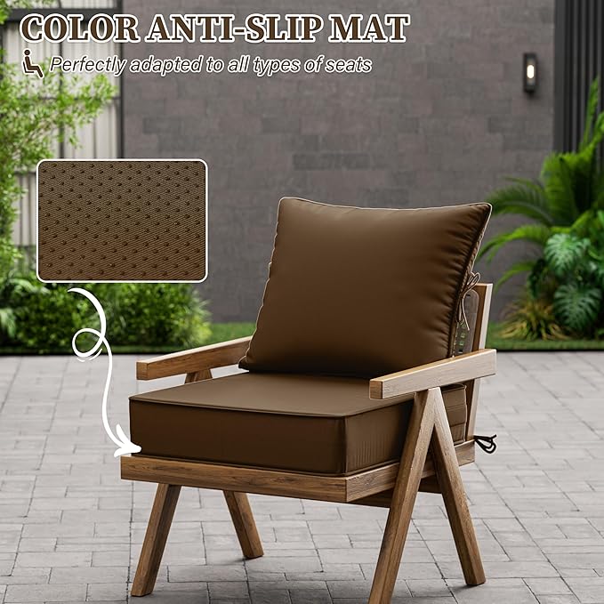 Outdoor Seat Cushion Set 19 L × 19 W × 4 H Inch Waterproof & Fade Resistant - Image 6