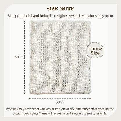 Carriediosa Chunky Knit Throw Blanket 50" X 60", 100% Hand Made Large Chenille - Image 3
