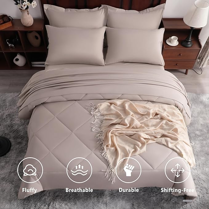NTBAY King Comforter Set with Sheets, 7 Pieces Soft and Breathable King Bedding - Image 2
