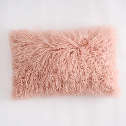 Genuine Mongolian Lamb Fur Pillow Cover – 12"x20" Rectangular Cushion Case – by Custom