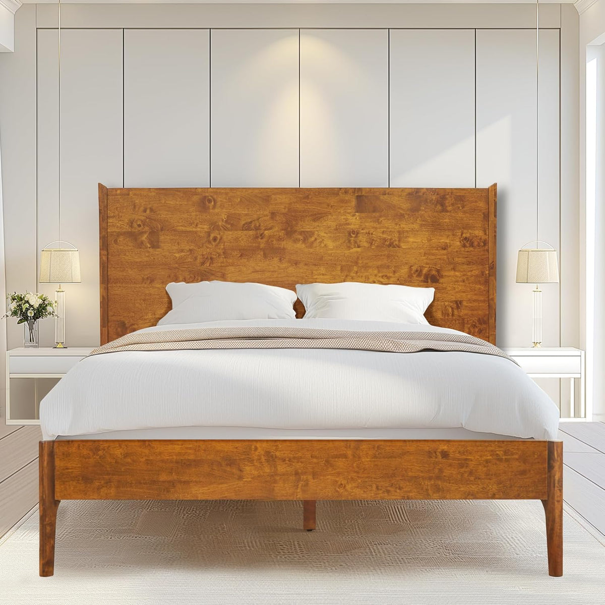 acacia haven queen bed frame and headboard, platform, main product view