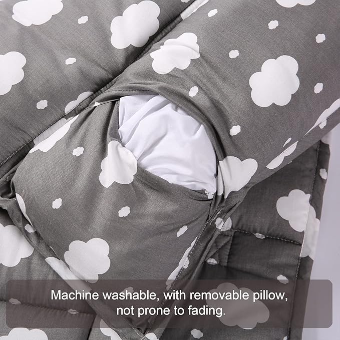 Toddler Nap Mat with Pillow and Minky Blanket, Soft Rolled Napping Mats - Image 3