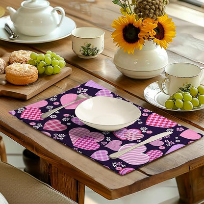 Pink Love Hearts Valentine's Day Placemats Set of 4 Seasonal Valentines - Image 6