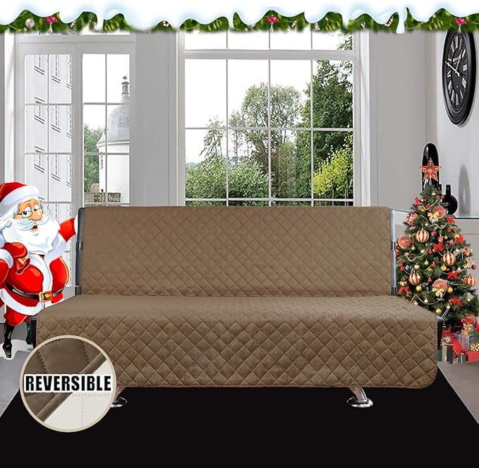 Easy-Going Futon Sofa Slipcover Reversible Sofa Cover Armless Couch Cover Water - Image 2