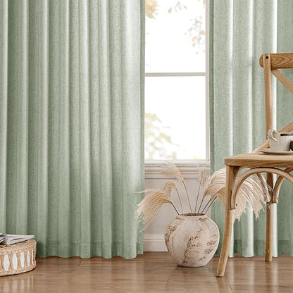 MIULEE Non-See-Through Privacy Linen Curtains 2 Panels, Sage Green Light - Image 7