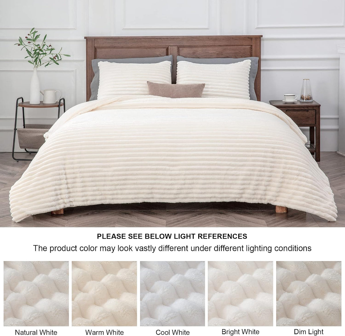 bedelite fleece queen comforter set, fluffy bed set, view 9