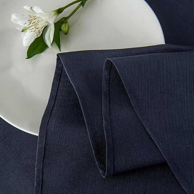 maxmill Round Linen Looking Textured Tablecloth Spill-Proof Wrinkle Free Soft - Image 8