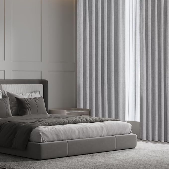 CUCRAF Linen 100% Blackout Curtains 84 Inch Length 2 Panels Set, Back Tab and - Image 9