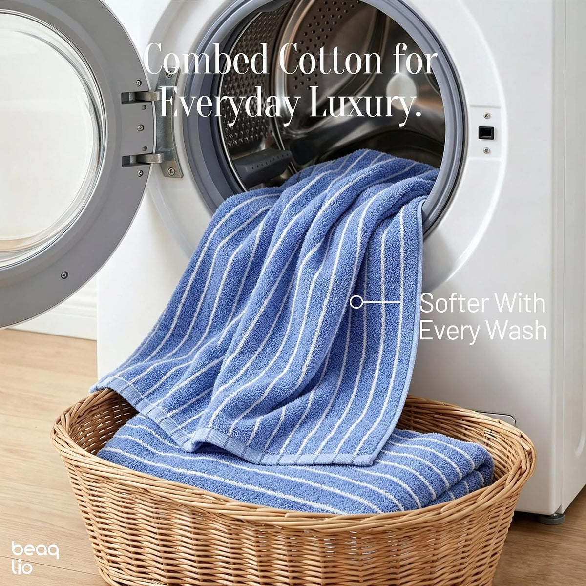 100% cotton 8 pack bath towels set, striped on a desk or shelf