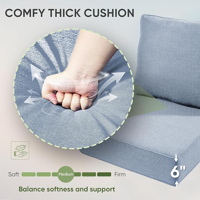 Outdoor Furniture Cushions, 6 inch Thick Seat Cushions - Image 6