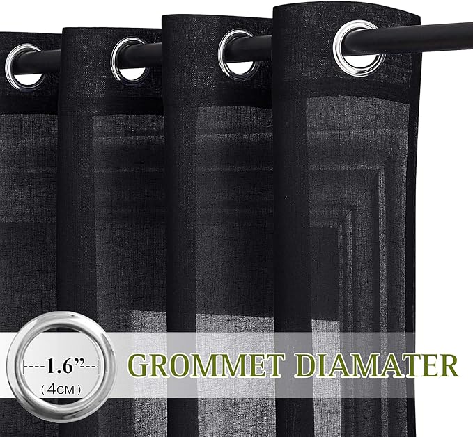 NICETOWN Linen Textured Sheer Curtains 108" L - Image 2
