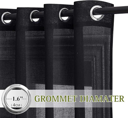 NICETOWN Linen Textured Sheer Curtains 108" L - Image 2