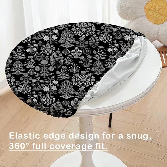 Black Fitted Round Tablecloth - Image 2