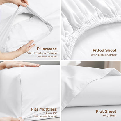 twin sheets set, 3 pieces 16" deep pocket, close-up detail