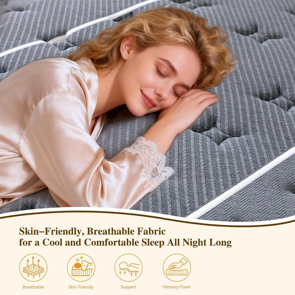 Full Mattress, 8 Inch Gel Memory Foam Hybrid Mattress, Medium Firm
