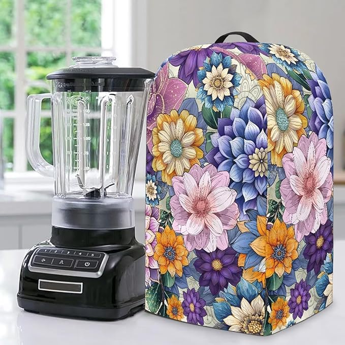 Boho Flower Bright Blossom Countertop Blender Cover Kitchen Appliance Dust by NETILGEN
