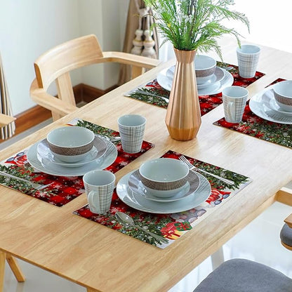 Giwawa Winter Gnomes Placemats Set of 4, Christmas Snowflakes Xmas Trees Linen - Image 7