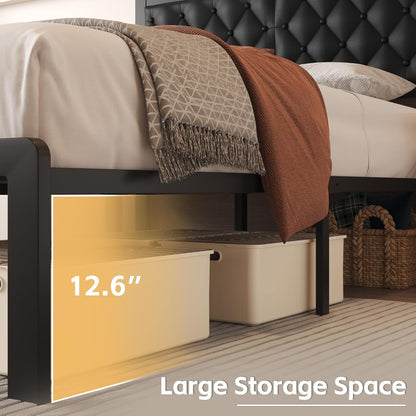 fluest queen bed frame with headboard pu leather showing dimensions