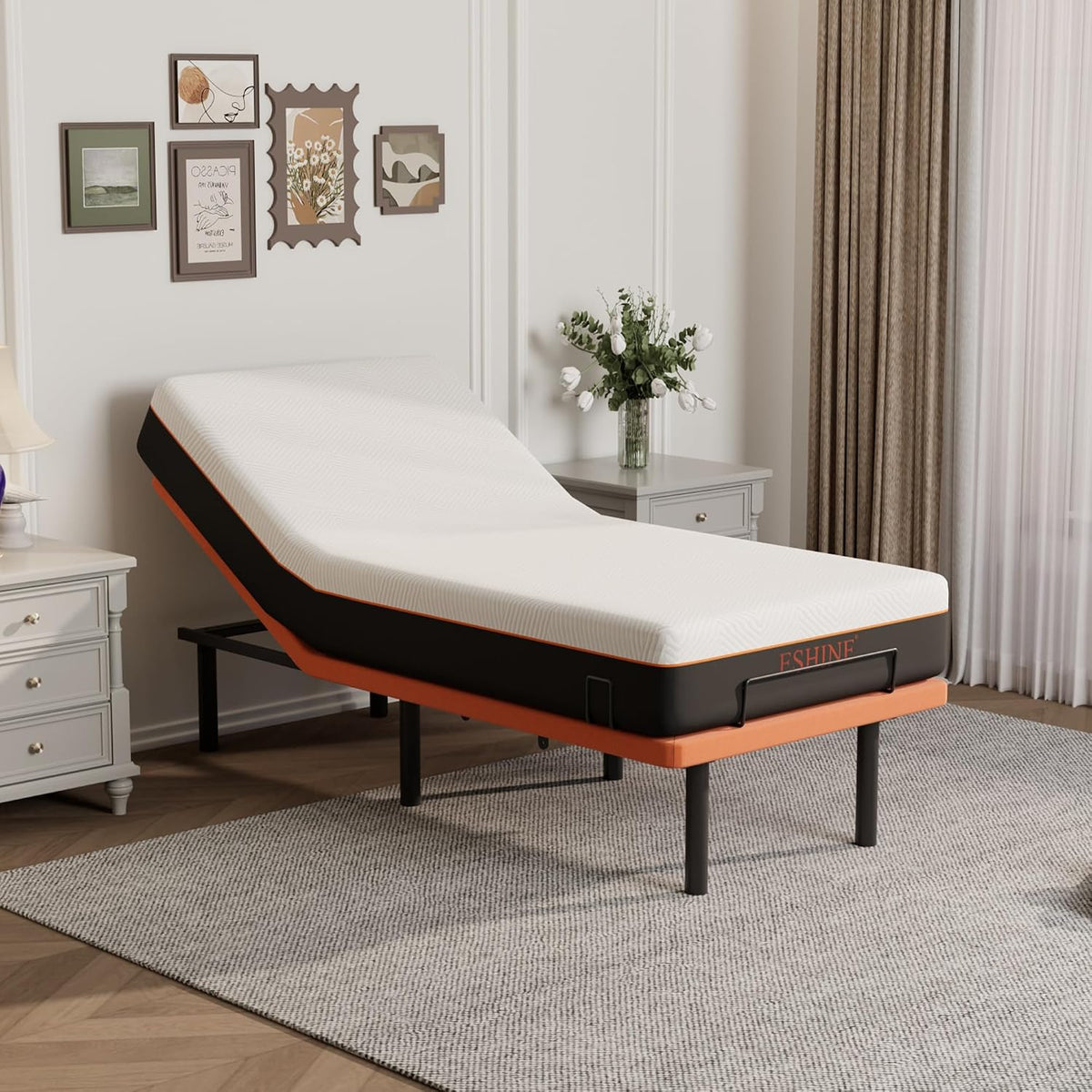 eshine adjustable bed frame with 10" gel memory, main product view