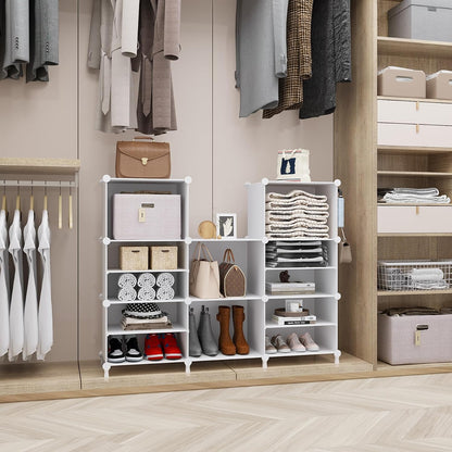 awtatos closet organizer 8 cube storage shelves, white, side view