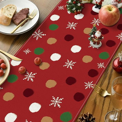 OTOSTAR Snowman Snowflake Christmas Table Runner, Xmas Seasonal Winter Holiday - Image 3