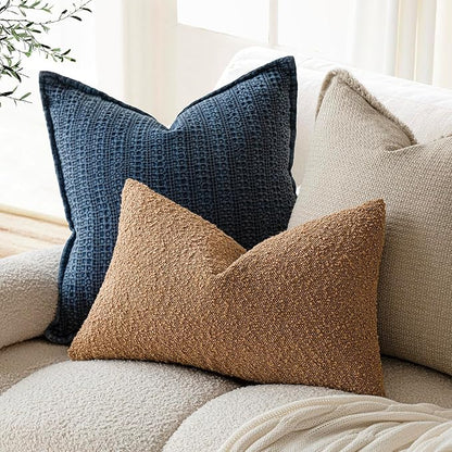 Foindtower Textured Boucle Throw Pillow Covers Accent Solid Lumbar Pillow Cases - Image 5