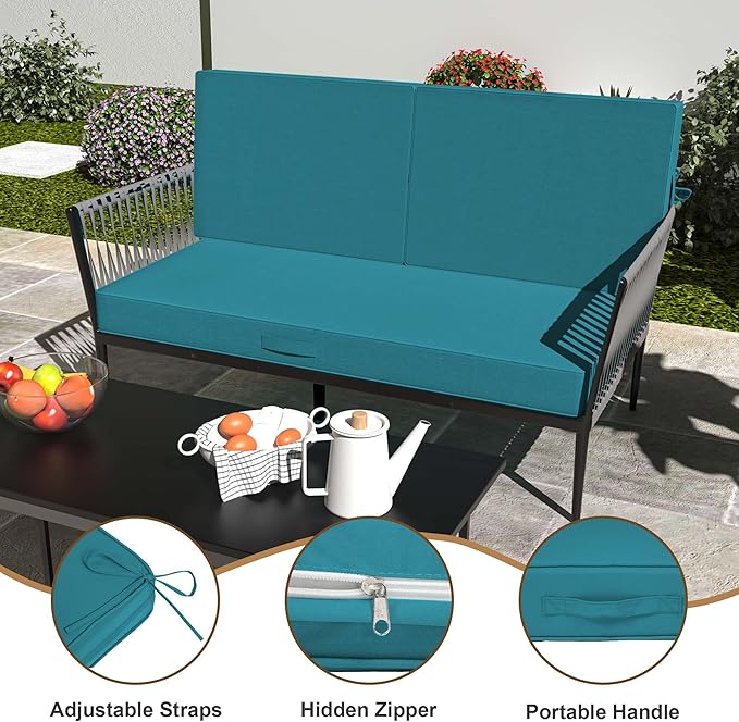 Outdoor Loveseat Cushion Set 46 x 26 Inch, Waterproof & Fade-Resistant Deep - Image 5