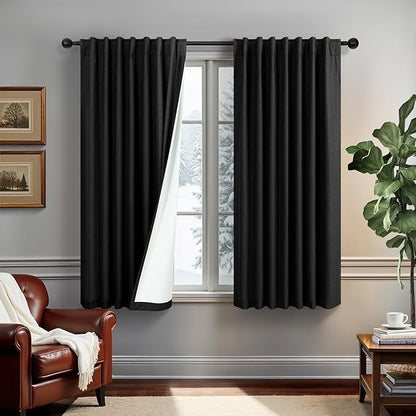 Linen Black Out Curtains 45 Inch Long 2 Panels Burg by DANCURTON