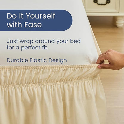 BISELINA Wrap Around Bed Skirts 17" Drop, Cotton Adjustable Elastic Dust - Image 4