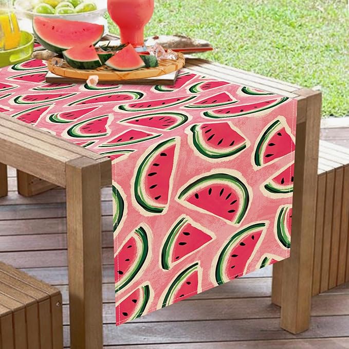 Summer Watermelon Table Runner, Seasonal Indoor Outdoor Home Decor Party Supply - Image 6