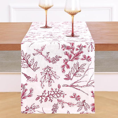 Solino Home 100% Pure Linen Christmas Table Runner 90 Inches Long by SolinoHome