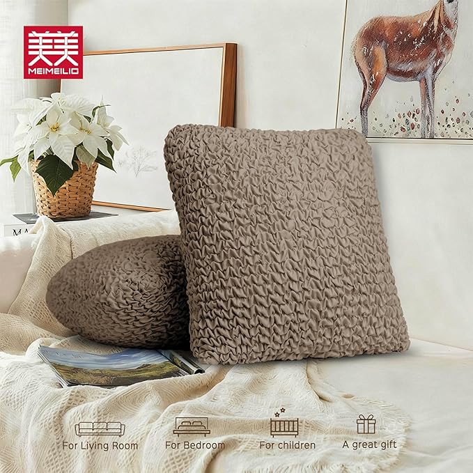 Throw Pillow Covers 18x18 Inch Solid Stretch Fabric Flexible Size Decorative - Image 8