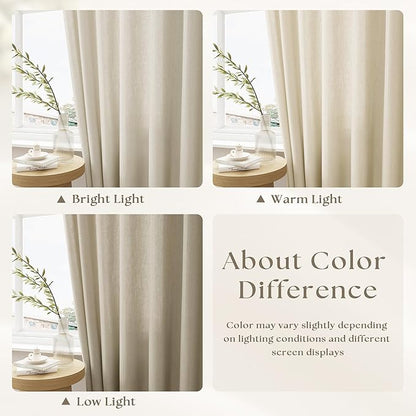 Oatmeal Linen Curtains 102 Inches Long Pinch Pleat Draps - Image 2