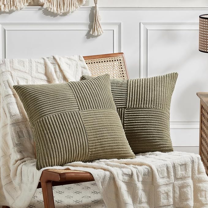 Fancy Homi 2 Packs Olive Green Samll Decorative Throw Pillow Covers 12x12 Inch by Fancy+Homi