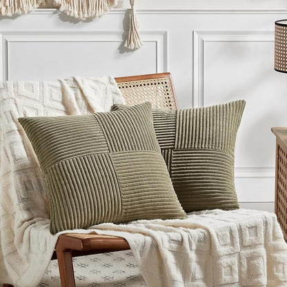 Fancy Homi 2 Packs Olive Green Samll Decorative Throw Pillow Covers 12x12 Inch by Fancy+Homi
