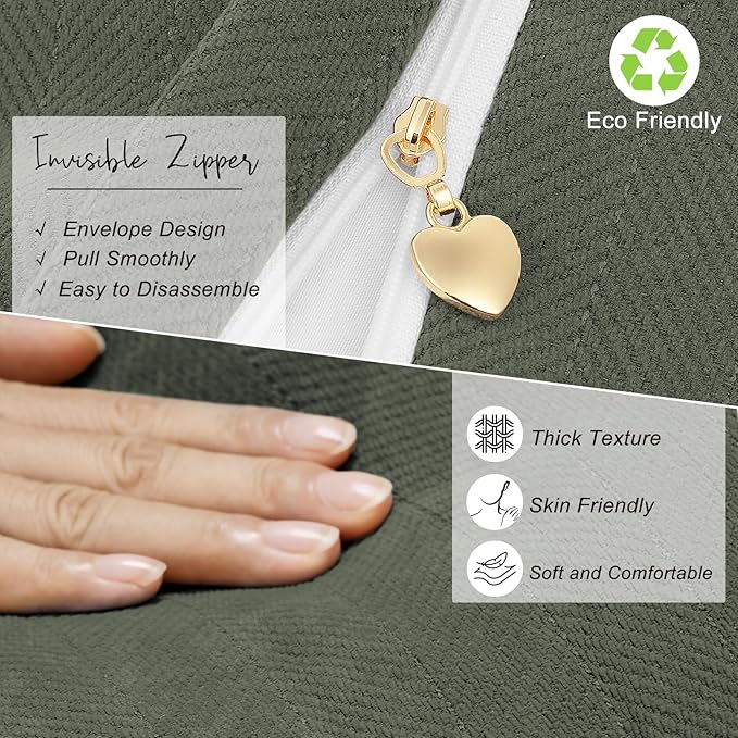 ZWJD Army Green Pillow Covers 16x16 Set of 2 Chenille Throw Pillow Covers - Image 5