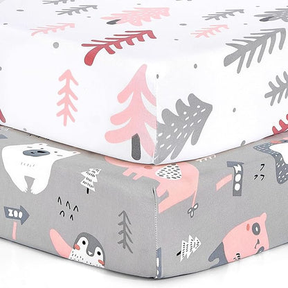 BROLEX 2 Pack Mini Crib Sheets, Stretchy Portable Fitted Playard Sheet Set by BROLEX