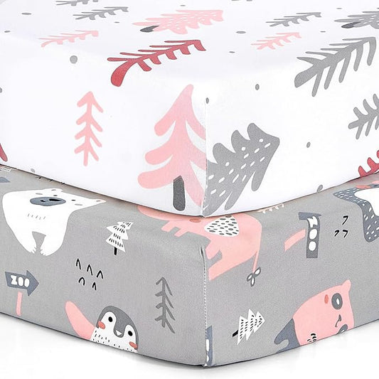 BROLEX 2 Pack Mini Crib Sheets, Stretchy Portable Fitted Playard Sheet Set by BROLEX