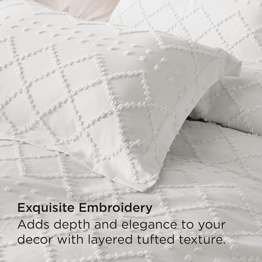 Bedsure White Boho Duvet Cover Full, Soft Vintage Embroidery