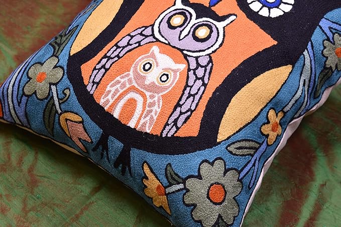 Nestling Owl Pillow Cover | Colorful Owls Pillows | Modern Owl Cushion | Owl - Image 5