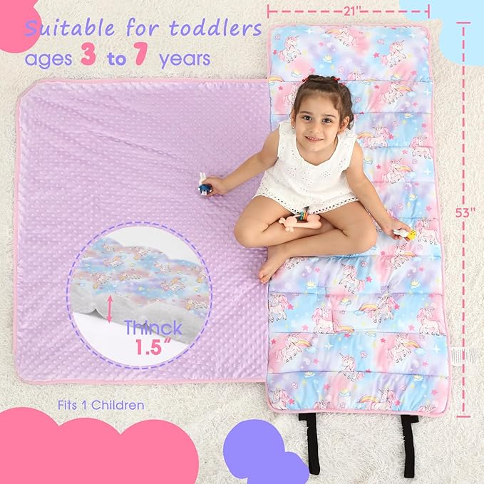 ACRABROS Toddler Nap Mat with Pillow and Blanket, Extra Large Rolled Napping - Image 4