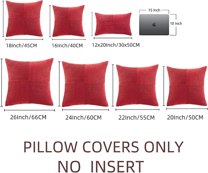 Fancy Homi 2 Packs Red Euro Decorative Throw Pillow Covers 26x26 Inch - Image 7