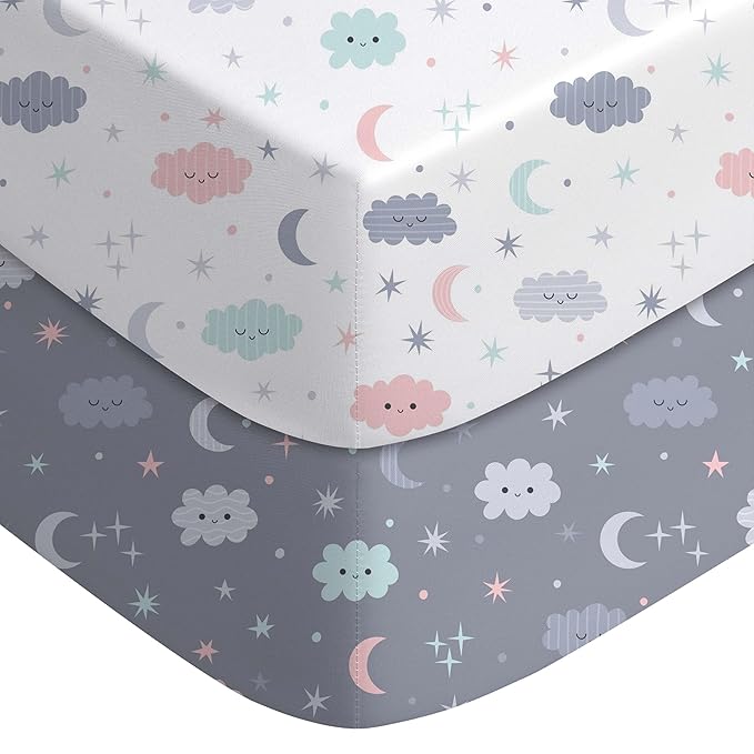 Yoofoss Pack and Play Sheets Fitted, Mini Crib Sheets 2-Pack by YOOFOSS