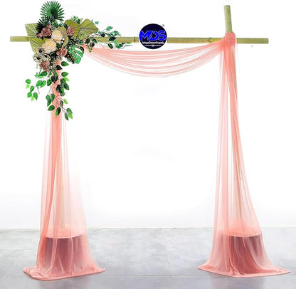 MDS Halloween Chiffon Draping Fabric - 2 Panel, 30" Wide x 50ft Long - Sheer Spooky Arbor & Canopy Drapery for Haunted House Backdrops, Party Ceilings, DIY Costumes & Themed Events - Peach (Pack of 2)