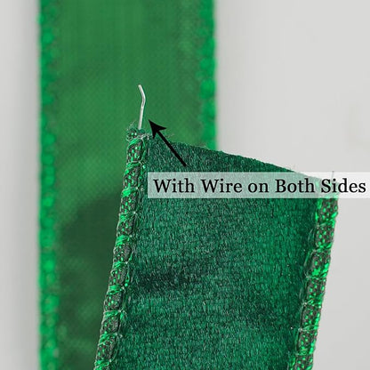 MEEDEE Dark Green Velvet 1 inch Thin Hunter Green Wired Ribbon 25 Yards Spool - Image 4