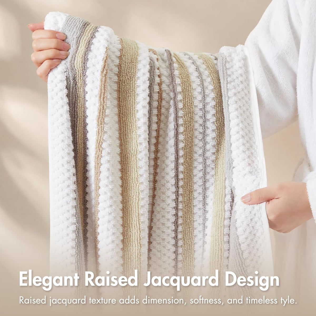 madison park sutton stripe 6 piece cotton bath, close-up detail