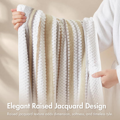 madison park sutton stripe 6 piece cotton bath, close-up detail