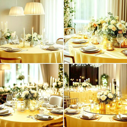 Round Tablecloth 120 Inch 6 Pack Yellow Tablecloths Washable Decorative Linen - Image 3