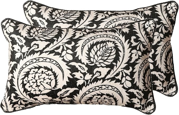 Black Throw Pillow Covers Set of 2, Elegant French by bilingaier