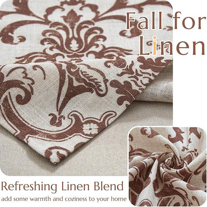 jinchan Linen Valance Curtain for Kitchen Vintage Damask Floral Blackout - Image 8